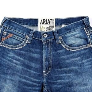 Ariat Men's 35 X 36 Slim Straight M5 Dark Blue Wash Denim Work Jeans